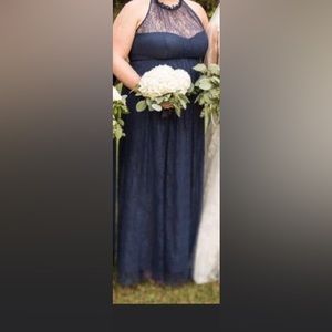 Halter lace bridesmaids dress